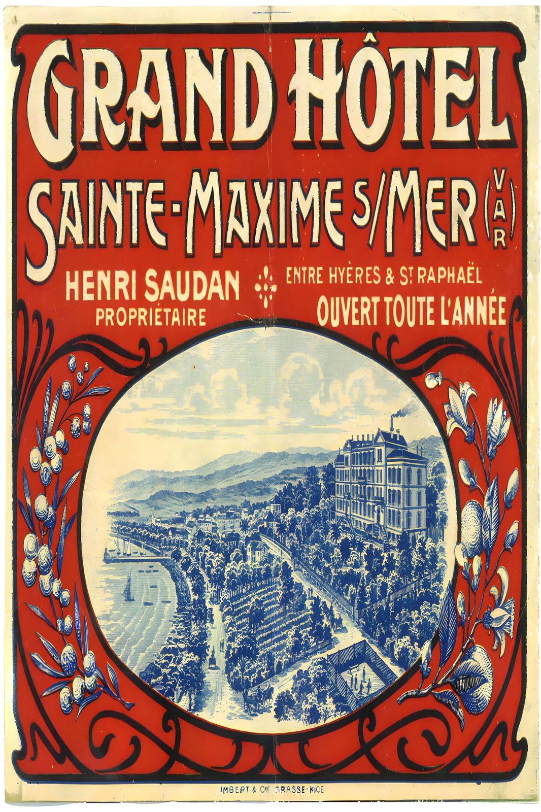 Grand Hôtel Sainte-Maxime Poster - France 🇫🇷 1920s - 24x36” 200gsm Premium Grand Hôtel Sainte-Maxime Poster - France 🇫🇷 1920s - 24x36” 200gsm Premium