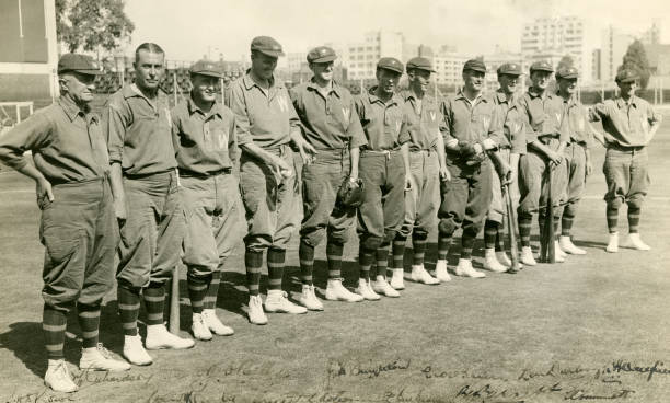 1936 The Australian Cricket Team Playing Baseball Old Photo