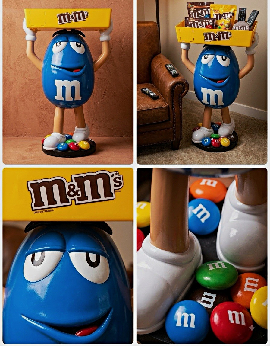 RARE 4ft M&MS Blue Character Advertising Display Tray Stand, Candy Theme RARE 4ft M&MS Blue Character Advertising Display Tray Stand, Candy Theme