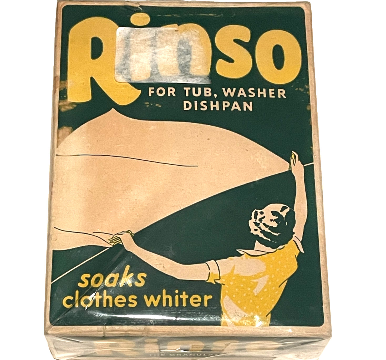 Vintage 1940s Rinso Soap Box Sealed NOS Full 9oz Lever Bros Cambridge MA Prop Vintage 1940s Rinso Soap Box Sealed NOS Full 9oz Lever Bros Cambridge MA Prop