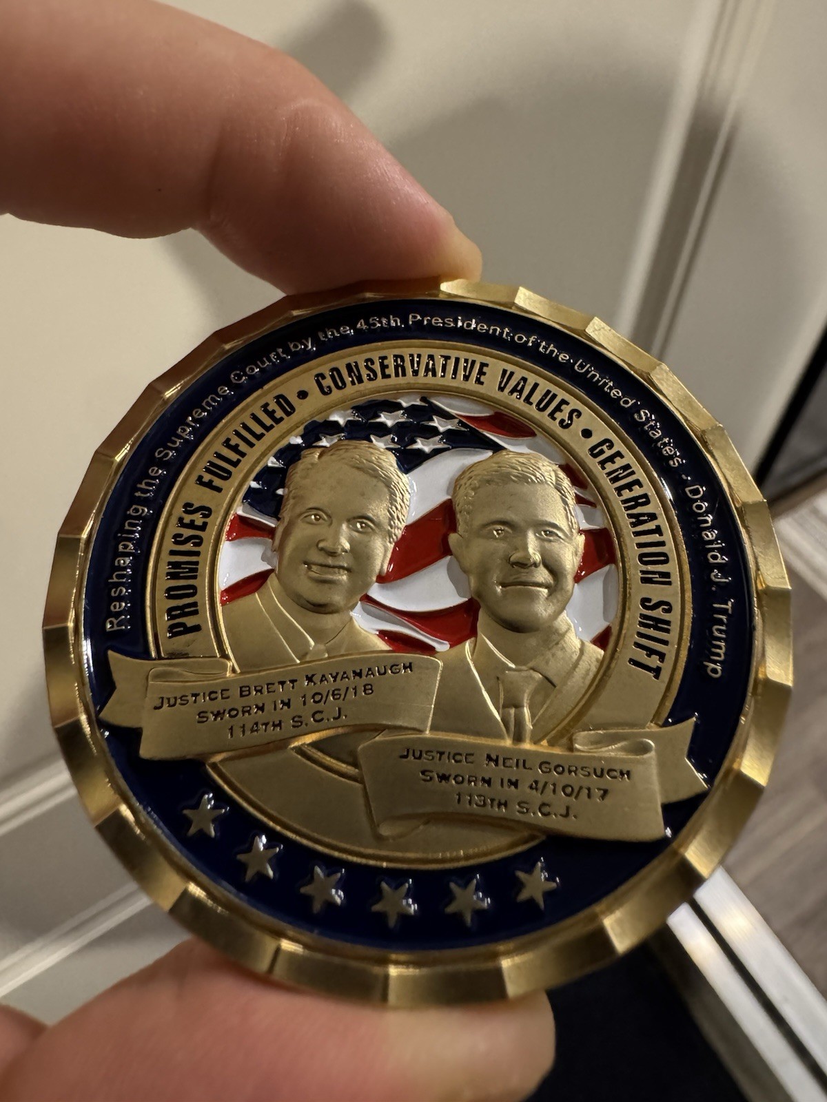 Gorsuch Kavanaugh Supreme Court Challenge Coin Trump Conservative Justices