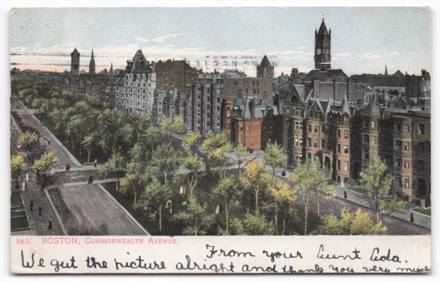 VTG 1906 Boston Commonwealth Avenue Vintage Postcard - Postmarked Manchester NH VTG 1906 Boston Commonwealth Avenue Vintage Postcard - Postmarked Manchester NH