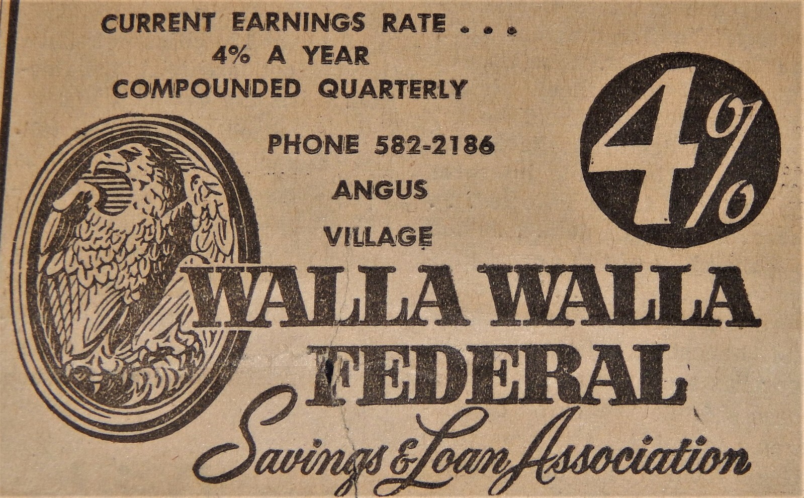 Vintage Advertisement, WA, 1962, WALLA WALLA SAVINGS & LOAN ASSC, Vintage Advertisement, WA, 1962, WALLA WALLA SAVINGS & LOAN ASSC,