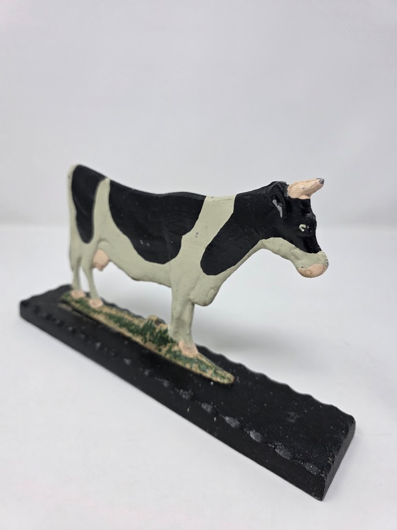 Vintage Cast Iron Holstein Cow Doorstop - Farmhouse, Dairy Decor, Heavy Cast