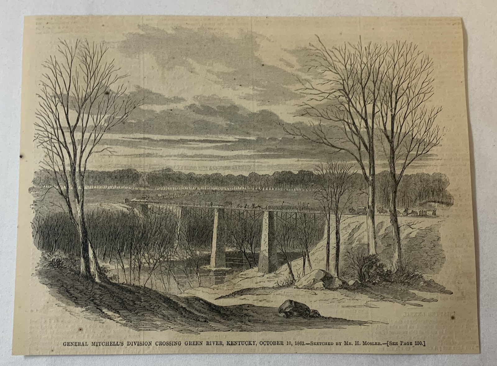 1862 magazine engraving~ GENERAL MITCHELL'S DIVISION CROSSING GREEN RIVER, KY 1862 magazine engraving~ GENERAL MITCHELL'S DIVISION CROSSING GREEN RIVER, KY