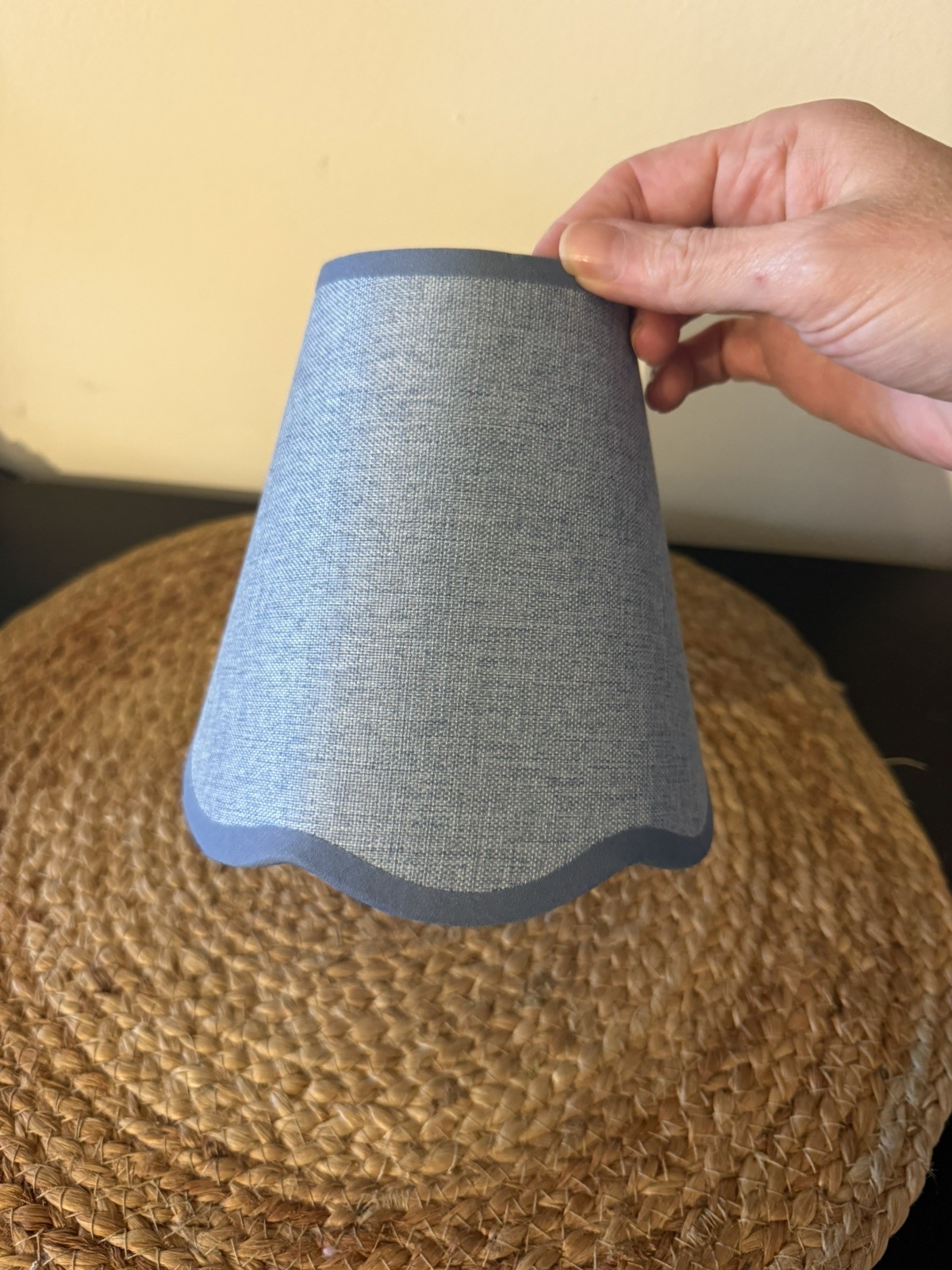 Small Blue Scalloped Lamp chandelier Shade 3 x 6 x 6 In. Cottage core, coastal 