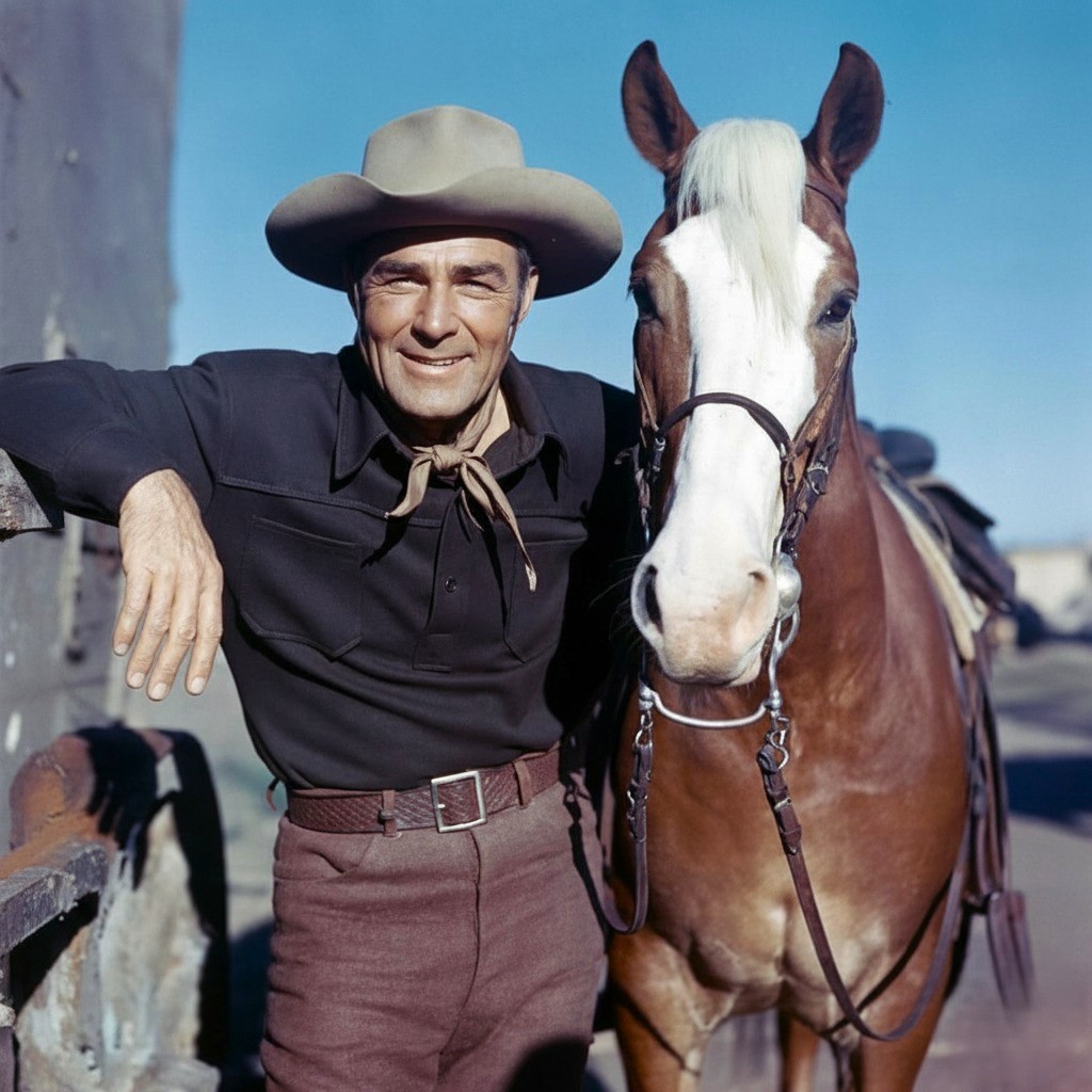 RARE STILL RANDOLPH  SCOTT  CLOSEUP WITH HIS HORSE