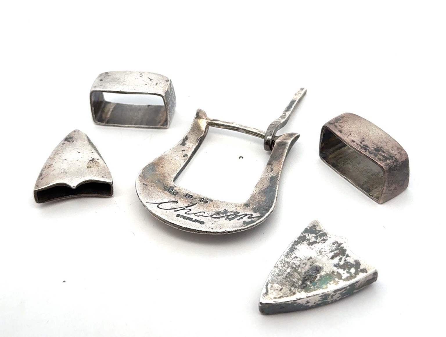 Vintage Chacon 1986 925 Sterling Silver 4 Piece Belt Buckle Set + Extra Tip 83g