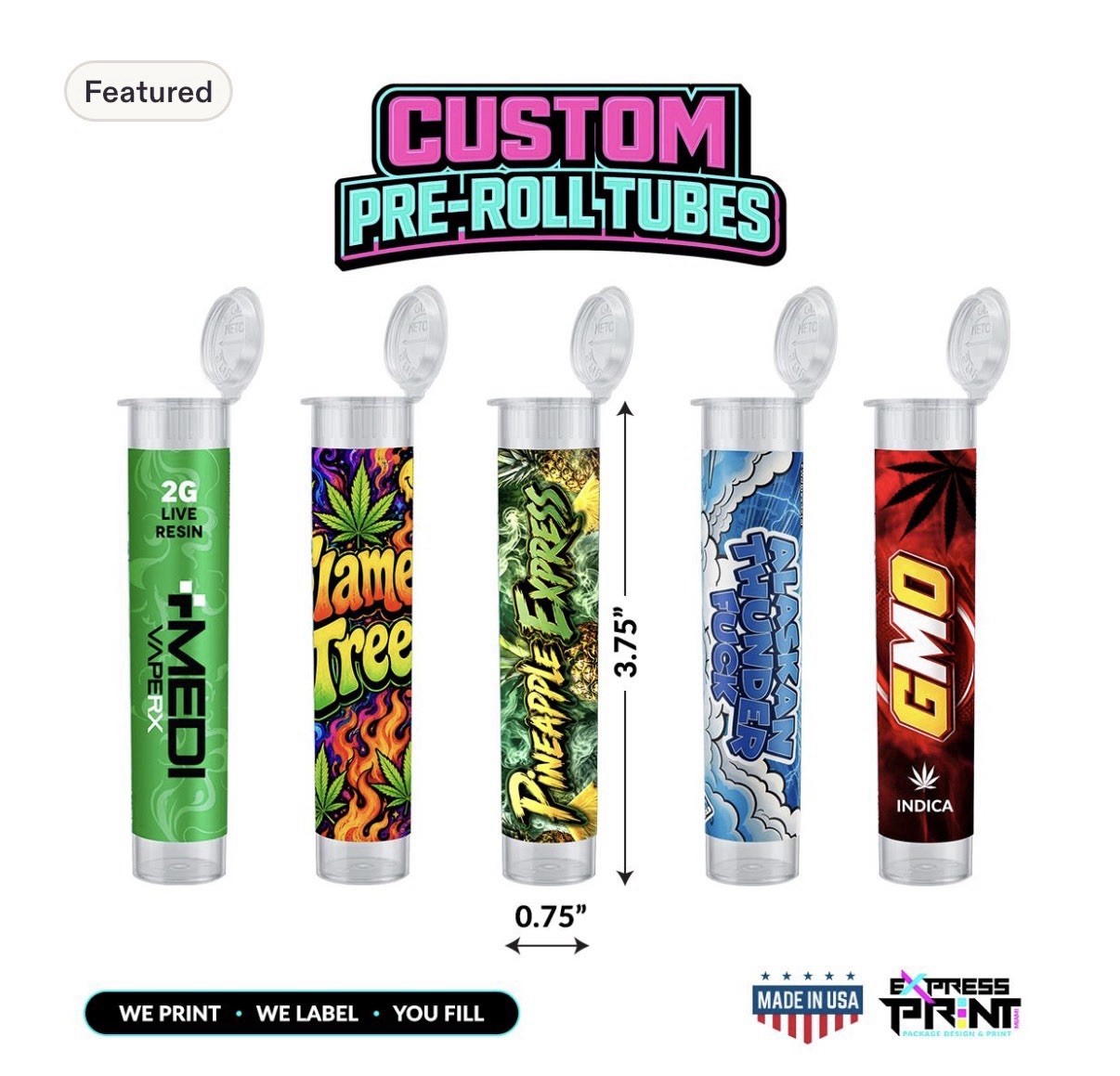 10 116mm Smell proof Custom Designed Child-Resistant Pre-Roll Tubes