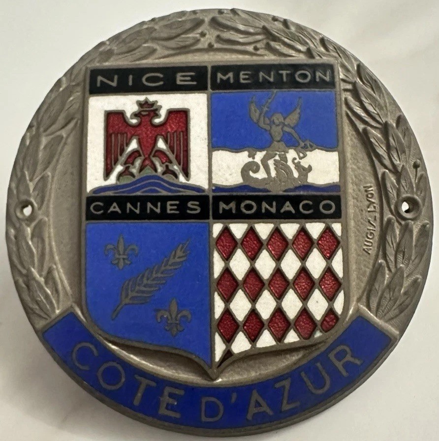 Augis Lyon COTE D\'AZUR Enamel Car Grille Badge Nice Cannes Monaco Menton France