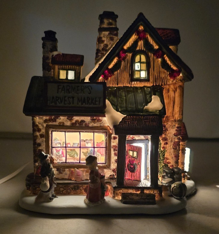 Vtg 2001 Santas Workbench Interior View Series Farmers Harvest Market Village