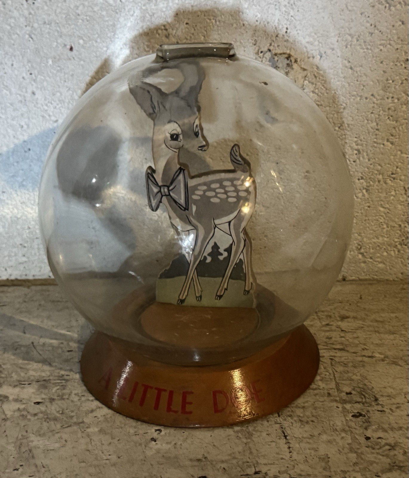 Vintage 1940’s Glass Bubble Globe Bank Deer A Little Doe Vic Moran Christmas