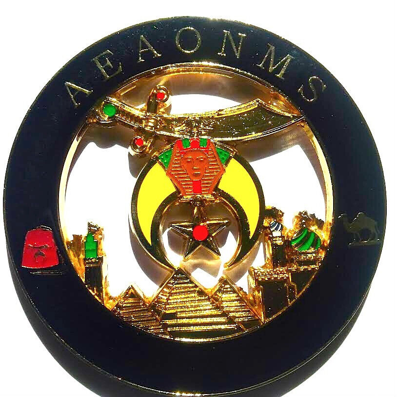 Prince Hall Shriners Black And Golden Cut Out Auto Emblem Masonry Freemason  PHA