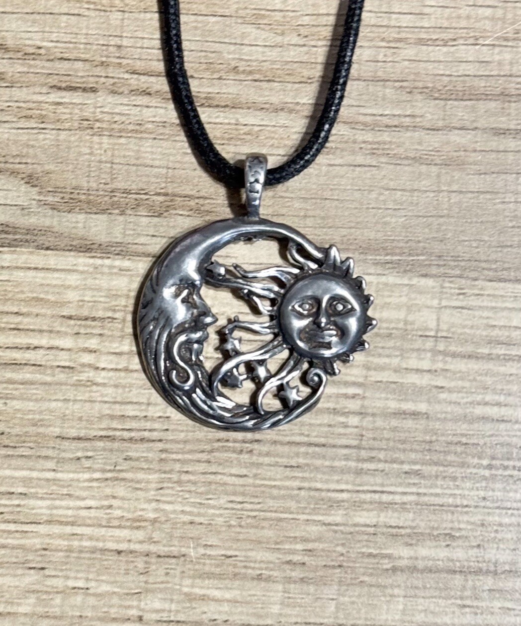 Celestial Wind blown Sun & Moon Pendant Wiccan Pagan