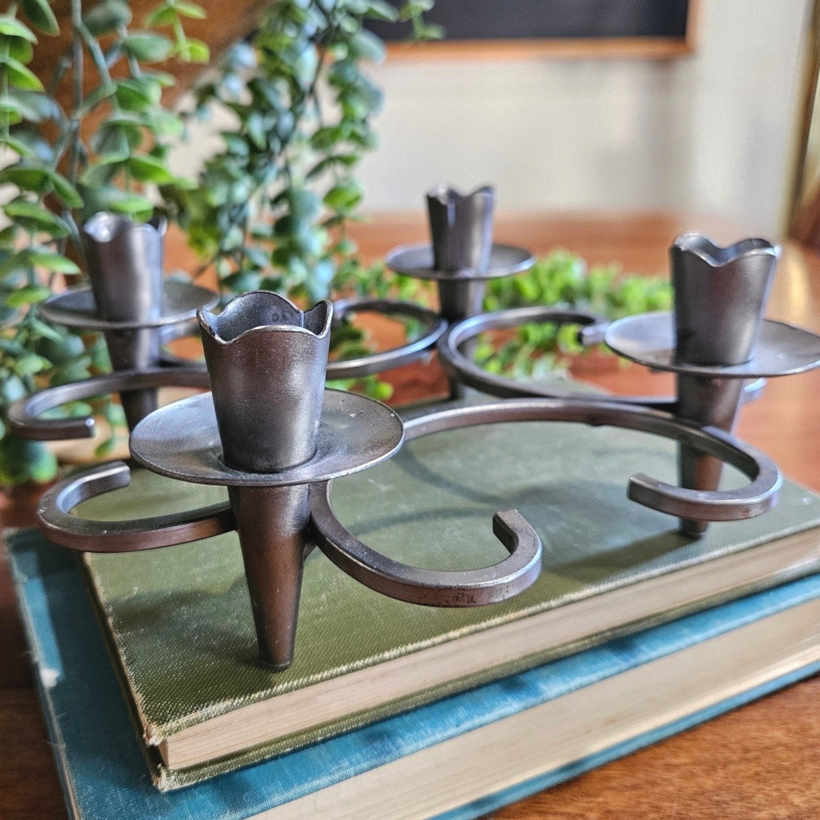 Vtg Dalagruppen Sweden 4 Arm Candelabra Scandinavian Modern Steel Candle Holder