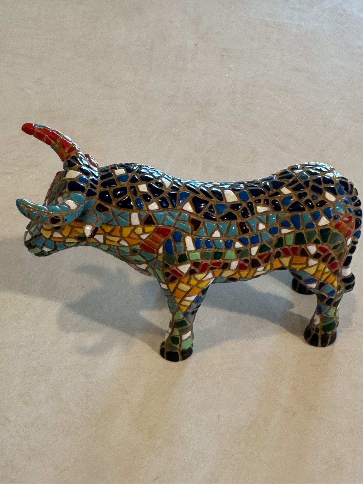 Vintage Spain Spanish Toro Barcino Mosaic Bull Figurine