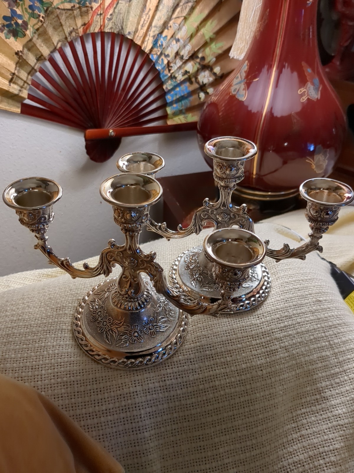 Godinger Pair Of Silverplated Candelabras 6x8\