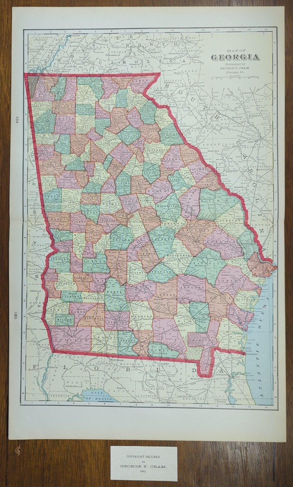 Vintage 1903 GEORGIA Map 14\