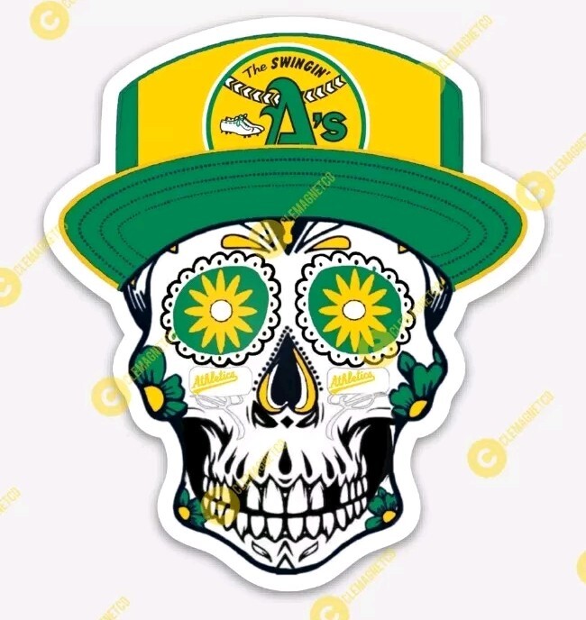 Oakland A's Sugar Skull MAGNET - Athletics Rooker MLB Premium Vinyl LAS VEGAS
