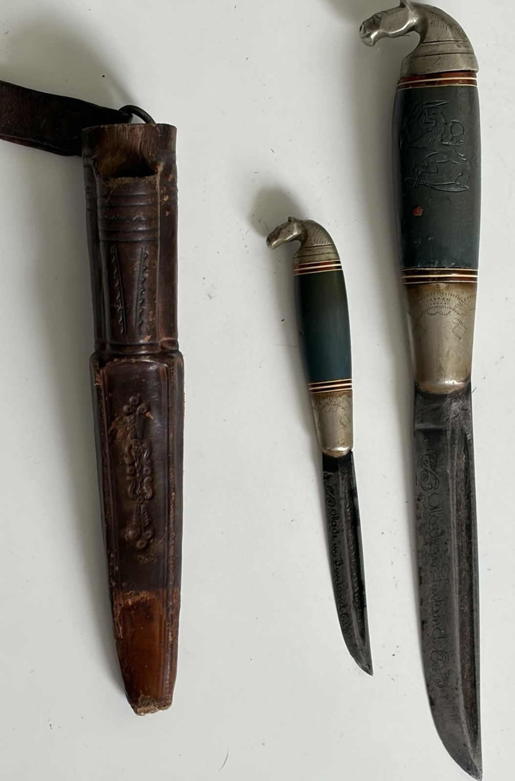 Vintage Knife Set Of 2 Fixed Blades, Made In Finland, Unique Vintage Knife Set Of 2 Fixed Blades, Made In Finland, Unique