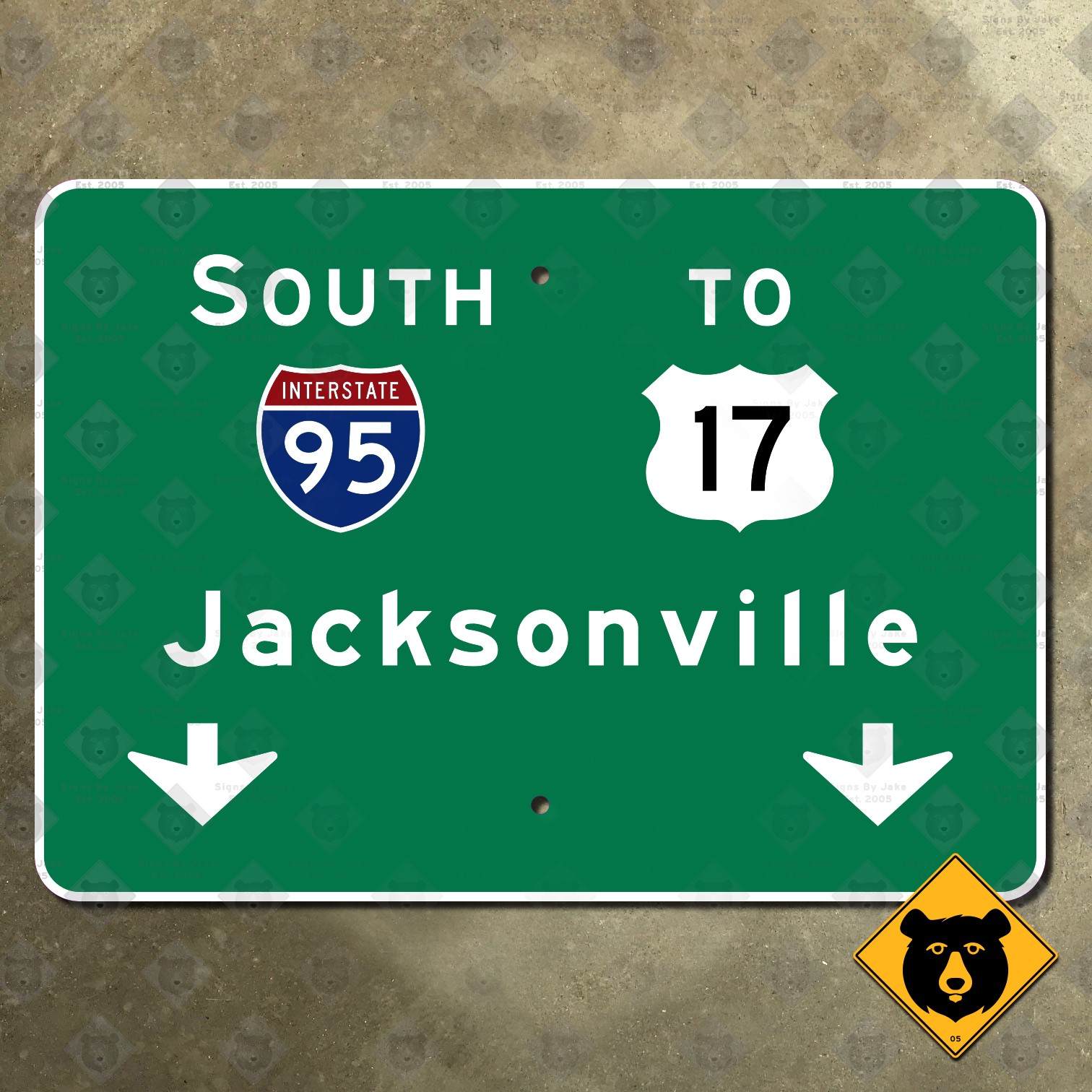 Florida Interstate 95 south Jacksonville freeway overhead highway sign 21x15