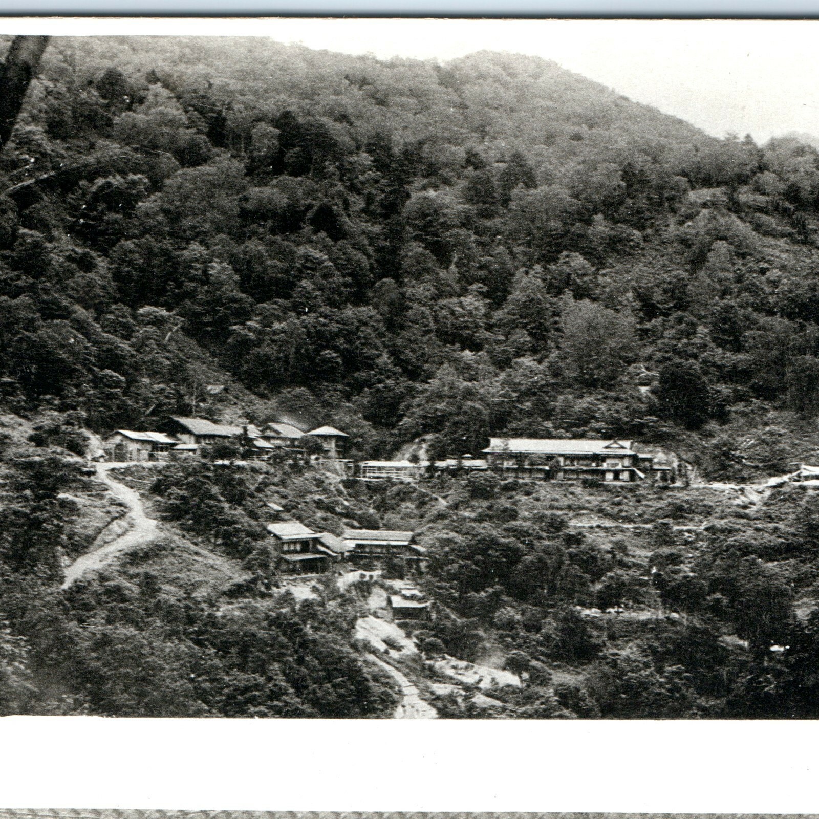c1920s Japan Mt Iwasuge Hot Springs Town Bird\'s Eye View Mountain Litho PC c1920s Japan Mt Iwasuge Hot Springs Town Bird\'s Eye View Mountain Litho PC