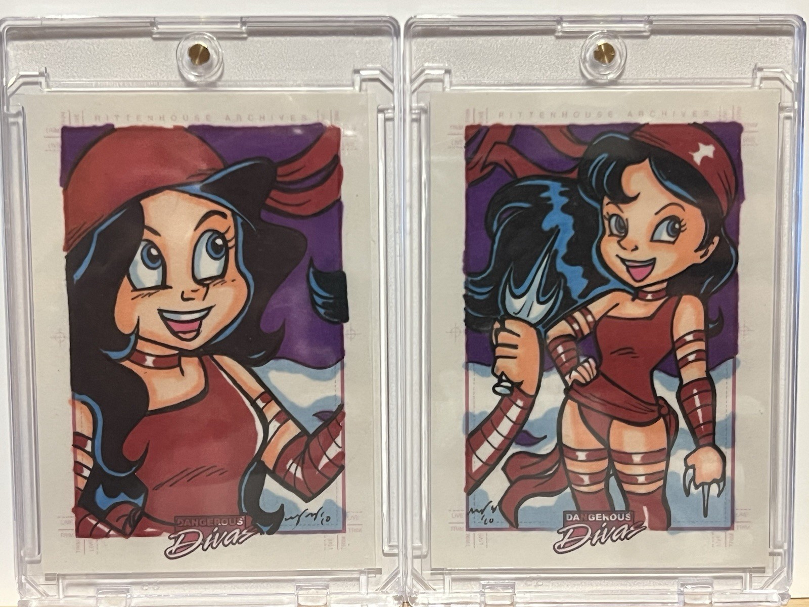 2011 Rittenhouse Marvel Dangerous Divas Elektra Dual Sketch Card By Mary Bellamy