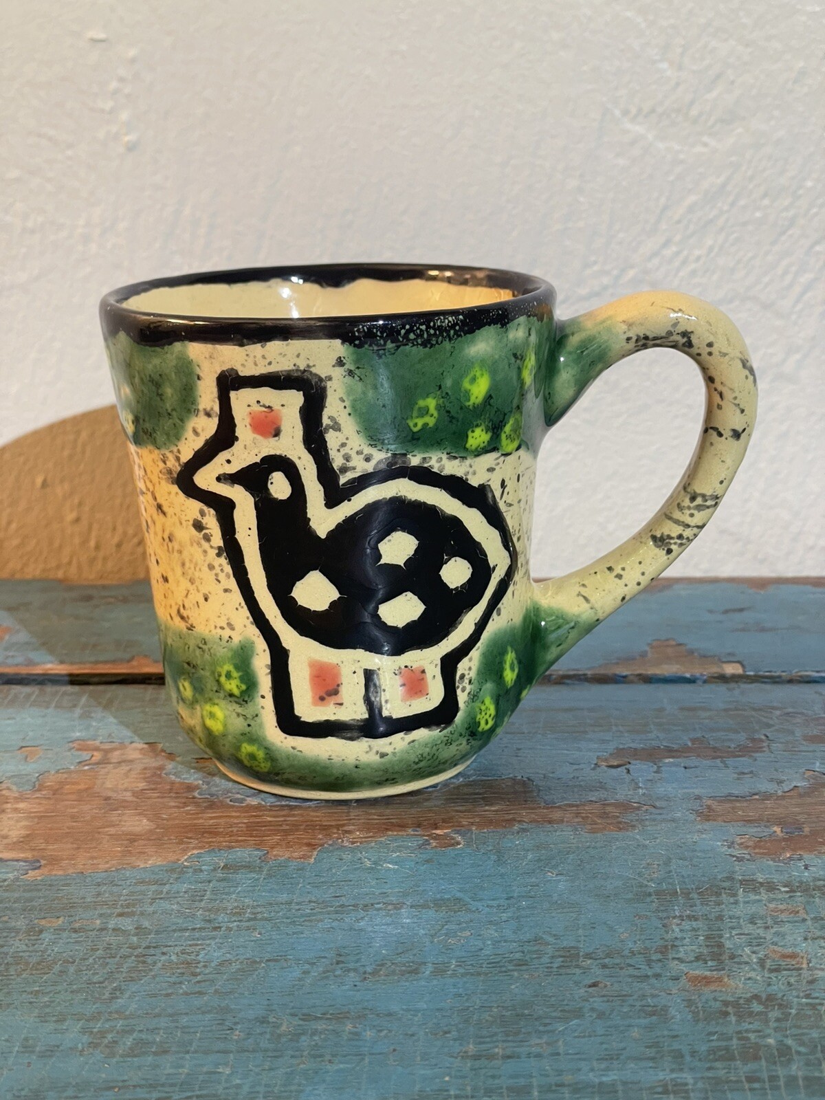 Kazuri 2000 Ltd Masai Art Pottery Bird Coffee Cup Mug Handmade In Kenya NWT RARE Kazuri 2000 Ltd Masai Art Pottery Bird Coffee Cup Mug Handmade In Kenya NWT RARE