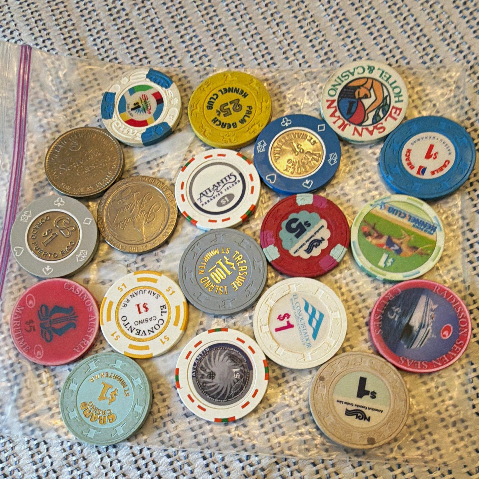 Vintage Caribbean Casino Chip Collection Lot Bahamas Puerto Rico St Maarten