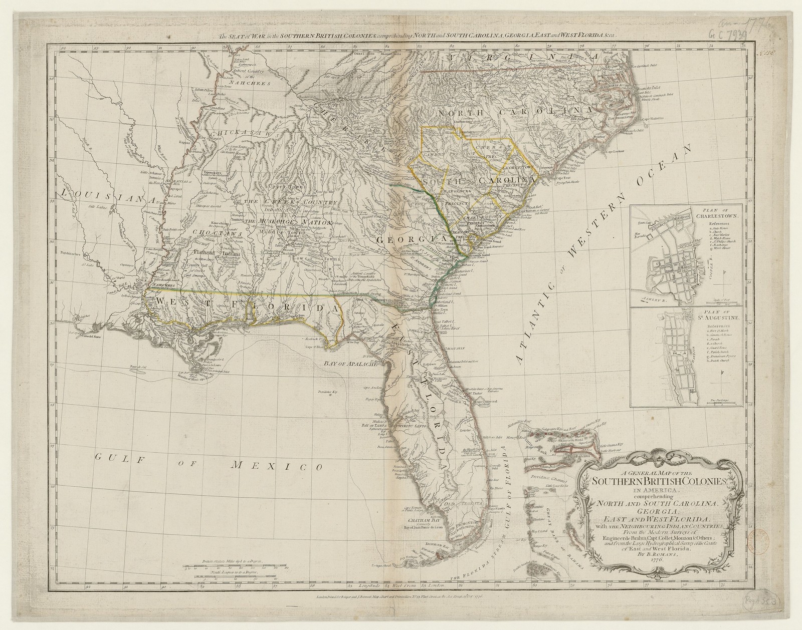 Bernard Romans 1776 North Carolina Colonial Map Vintage Reprint Wall Art Bernard Romans 1776 North Carolina Colonial Map Vintage Reprint Wall Art