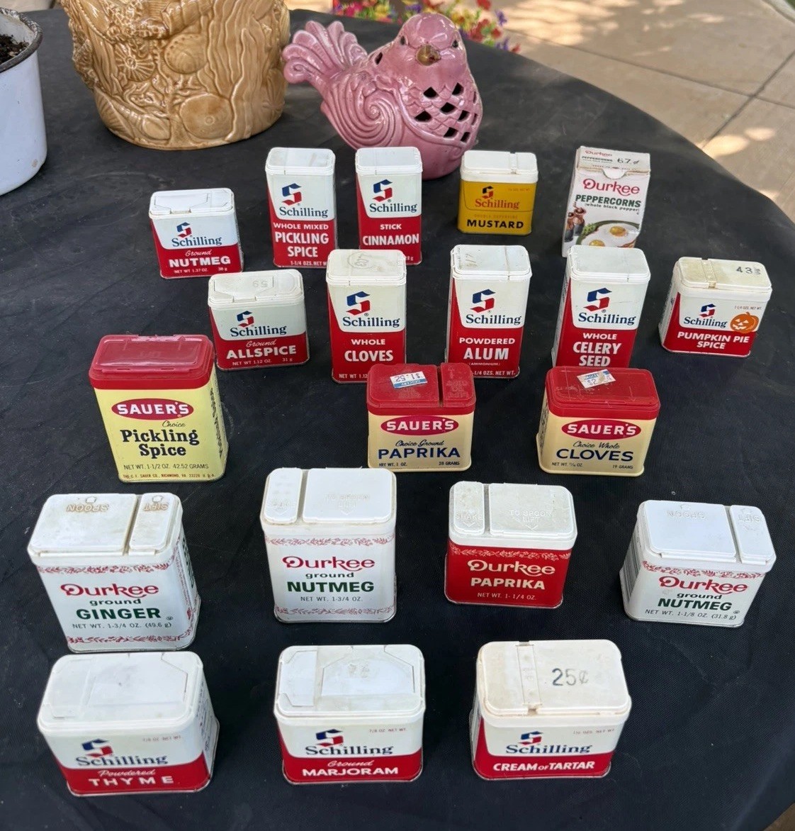 Lot of 20 Vintage Schilling, Sauer’s & Durkee Spices, most are half to full 🫚🎃 Lot of 20 Vintage Schilling, Sauer’s & Durkee Spices, most are half to full 🫚🎃