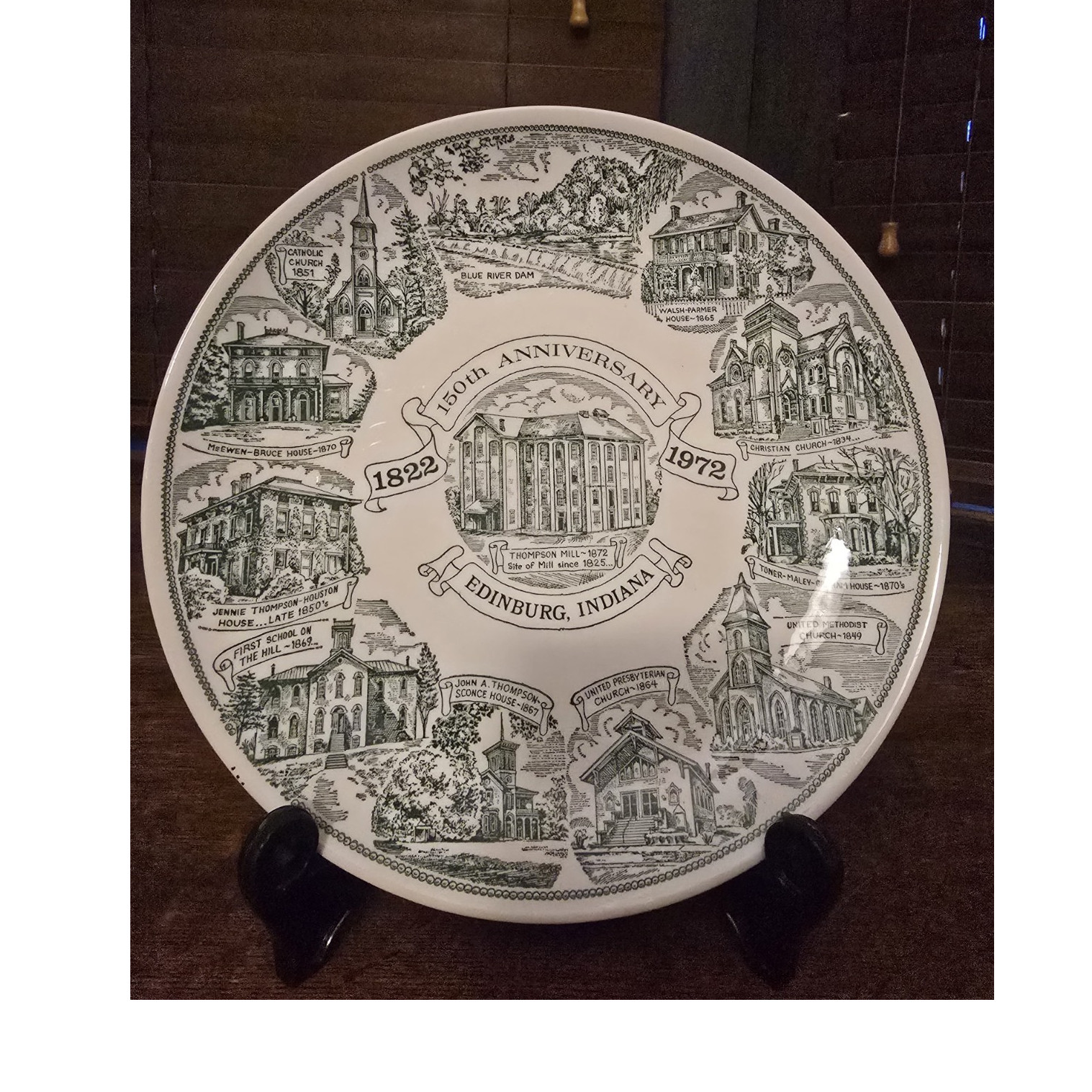 Indiana 150th Anniversary 1822-1972 Commemorative Souvenir Plate Indiana 150th Anniversary 1822-1972 Commemorative Souvenir Plate