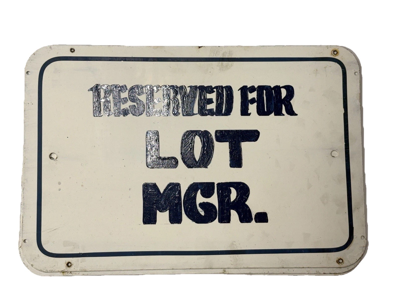 Vintage Reserved For Lot Manager Parking Sign Hand Striped Car Lot Sign