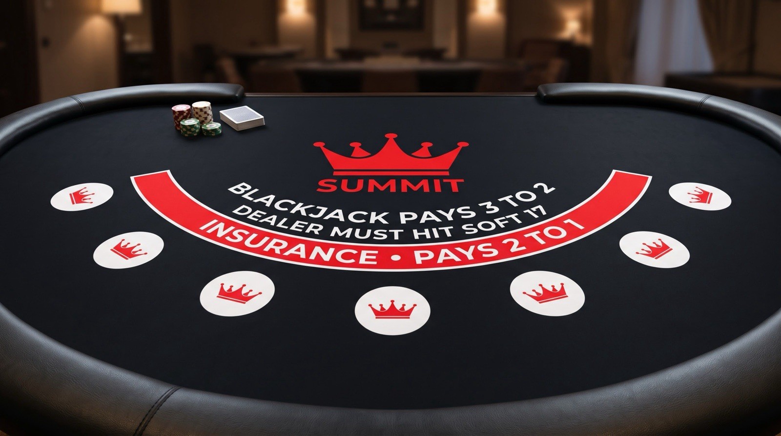 Premium Black & Red Blackjack Table Layout Felt \