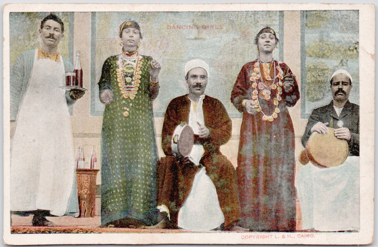 Egypt Cairo 1910 Dancing Girls Performers Musicians Costumes Jewelry Postcard