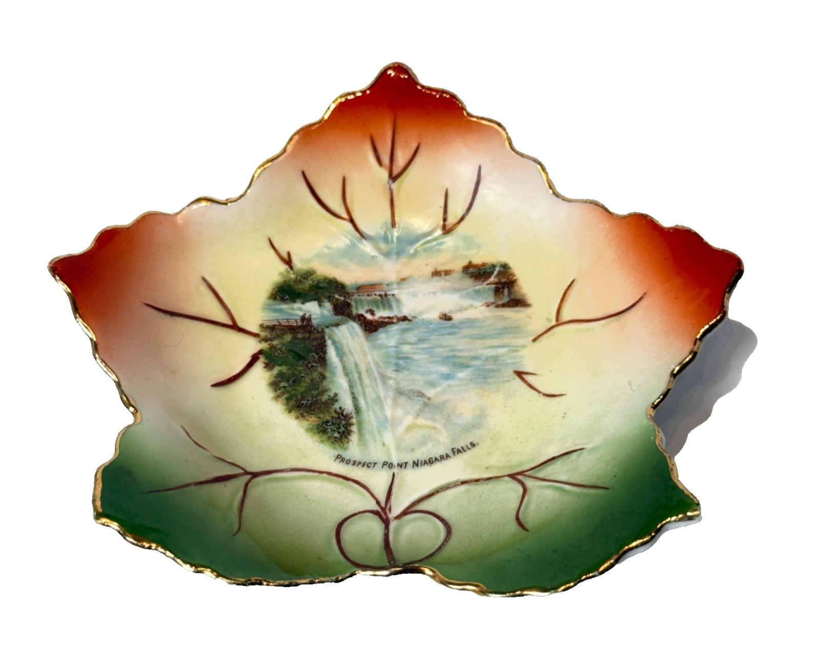 PROSPECT POINT NIAGARA FALLS NY NEW YORK Souvenir ANTIQUE LEAF CHINA DISH PROSPECT POINT NIAGARA FALLS NY NEW YORK Souvenir ANTIQUE LEAF CHINA DISH