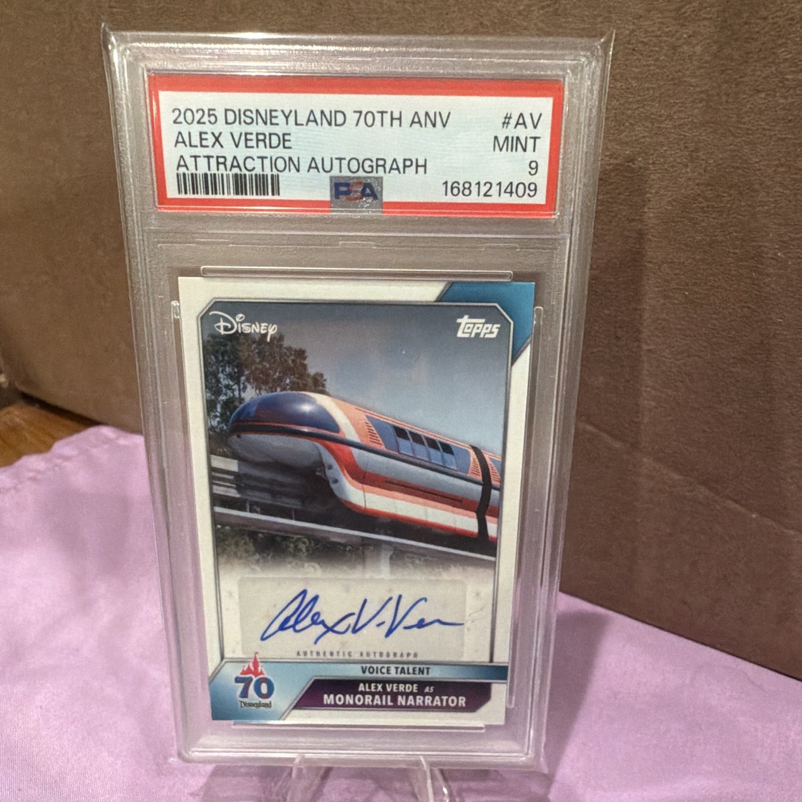 Topps 2025 Disneyland 70th Alex Verde Auto Disneyland Monorail AA-AV PSA 9