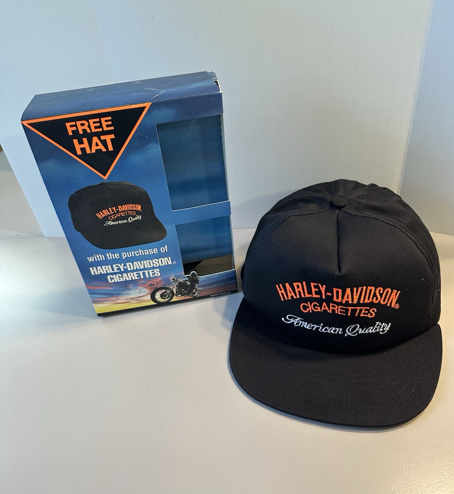 Vintage Harley Davidson Cigarettes Hat American Quality Snapback Trucker Cap USA