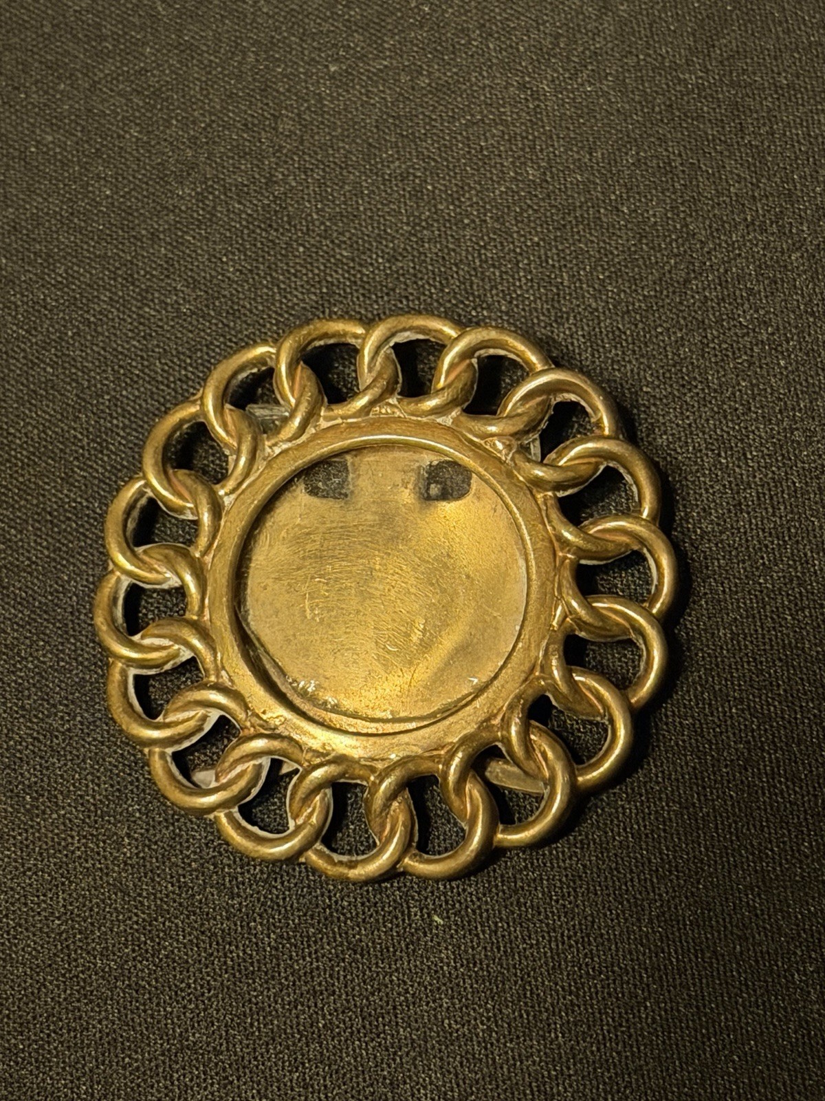 Antique Miniature Victorian Brass Ring Picture Frame