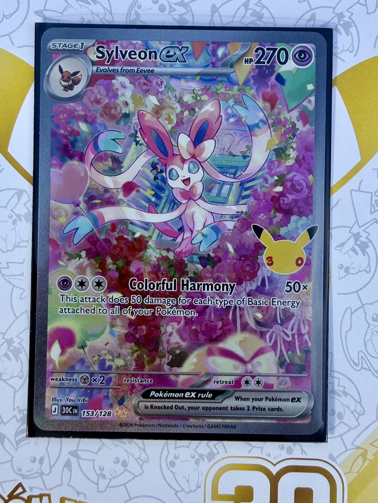 Sylveon Ex 153/128 30th Anniversary Pokemon Card Mint Condition Sylveon Ex 153/128 30th Anniversary Pokemon Card Mint Condition