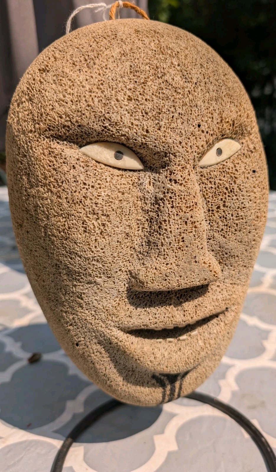 Vintage Native Inuit Eskimo Carved Spirit Mask W/ Display Stand
