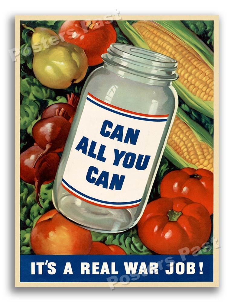 “Can All You Can” 1943 Vintage Style World War 2 Poster - 18x24