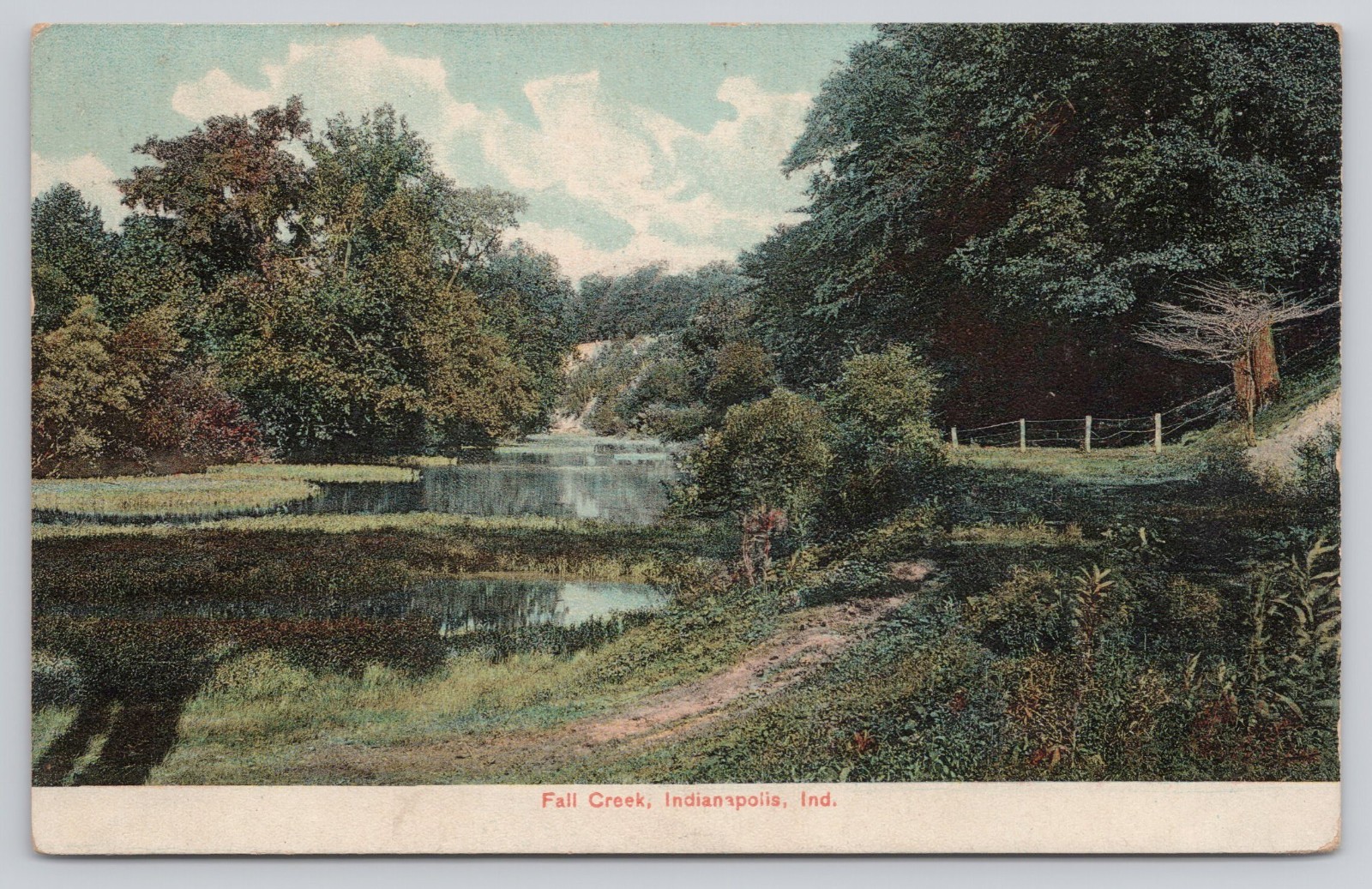 Indianapolis Indiana IN Fall Creek Scenic View Antique 1908 Postcard