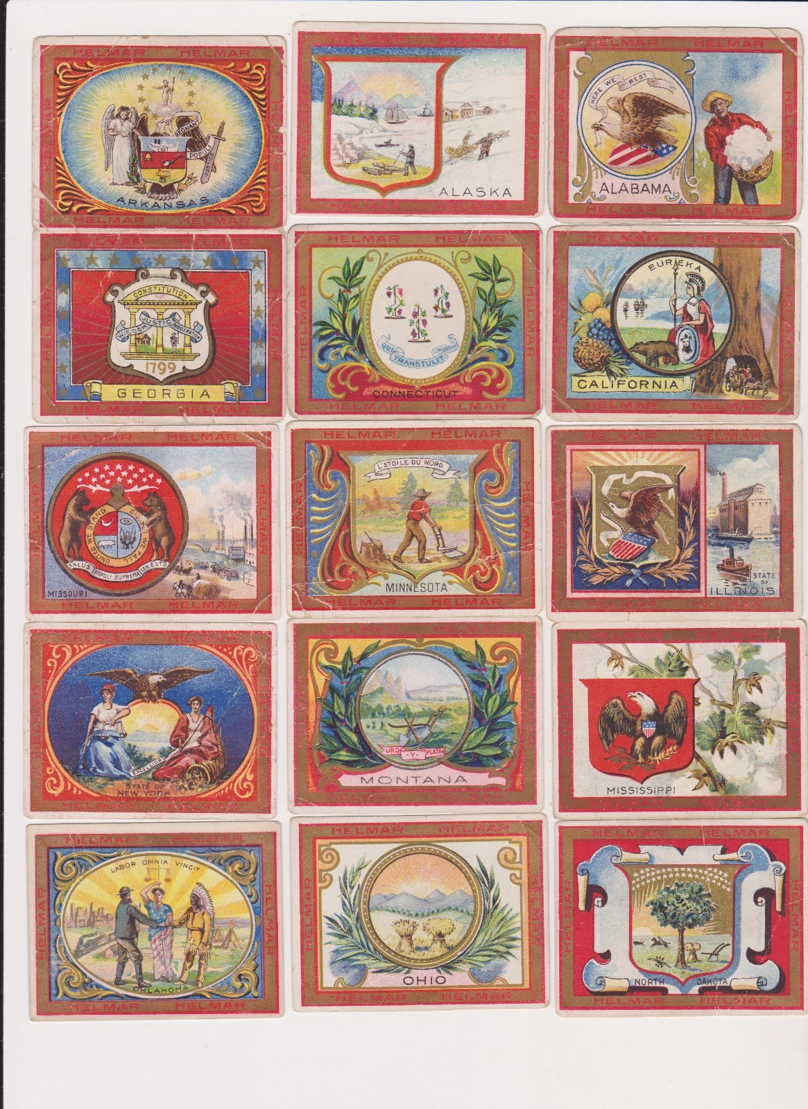 AFFORDABLE 1910 HELMAR Cigarette STATE SEALS T107~ PICK ONE/ MORE COUNTRY/STATE AFFORDABLE 1910 HELMAR Cigarette STATE SEALS T107~ PICK ONE/ MORE COUNTRY/STATE