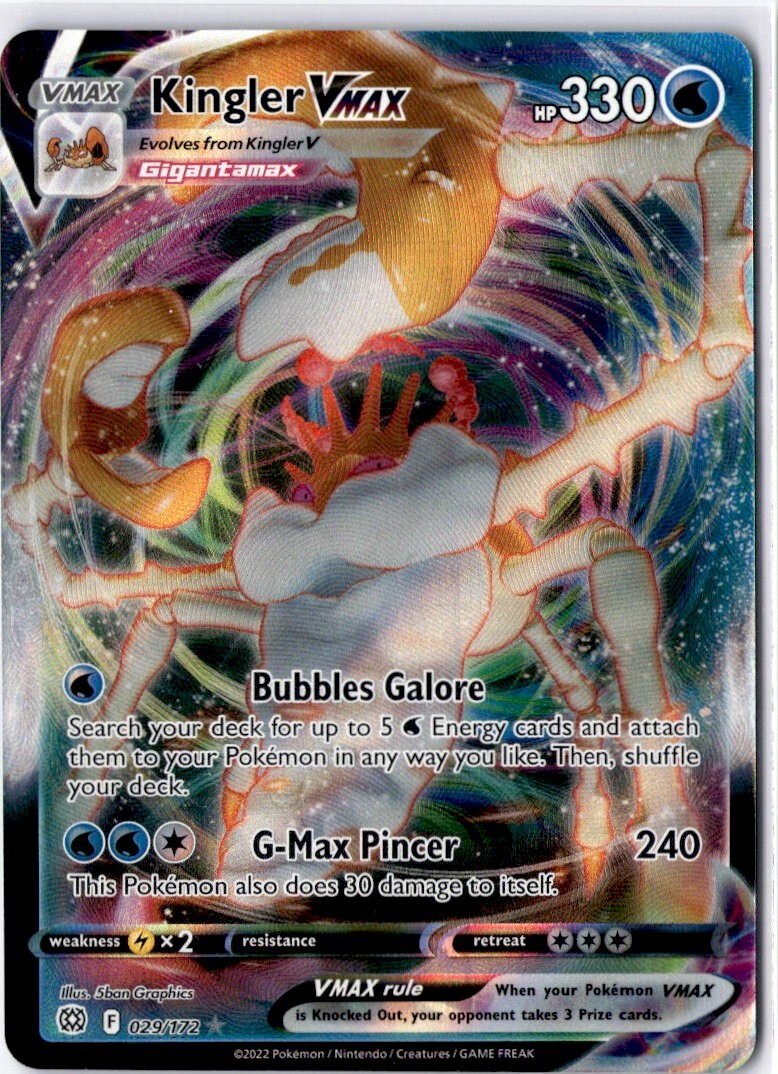 Pokemon Kingler VMAX 029/172 - Brilliant Stars - Ultra Rare Near Mint English