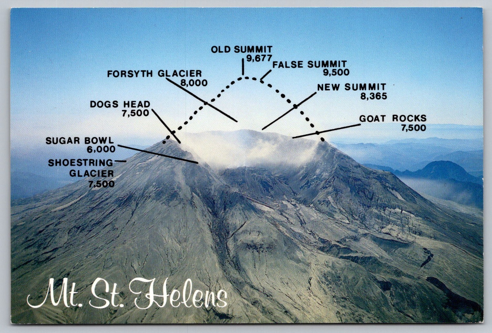 Mt St Helens Washington Summit Diagram Continental Postcard
