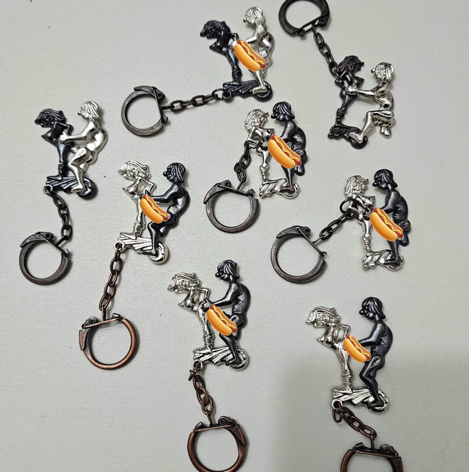 Lot of 8 Vintage 70's Adult Novelty Keychains - Man Woman Sex 