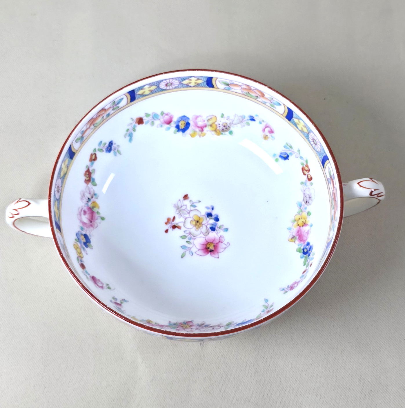 Antique Minton Rose Single Bouillon Bowl A4807 Hand Enameled Replacement Piece