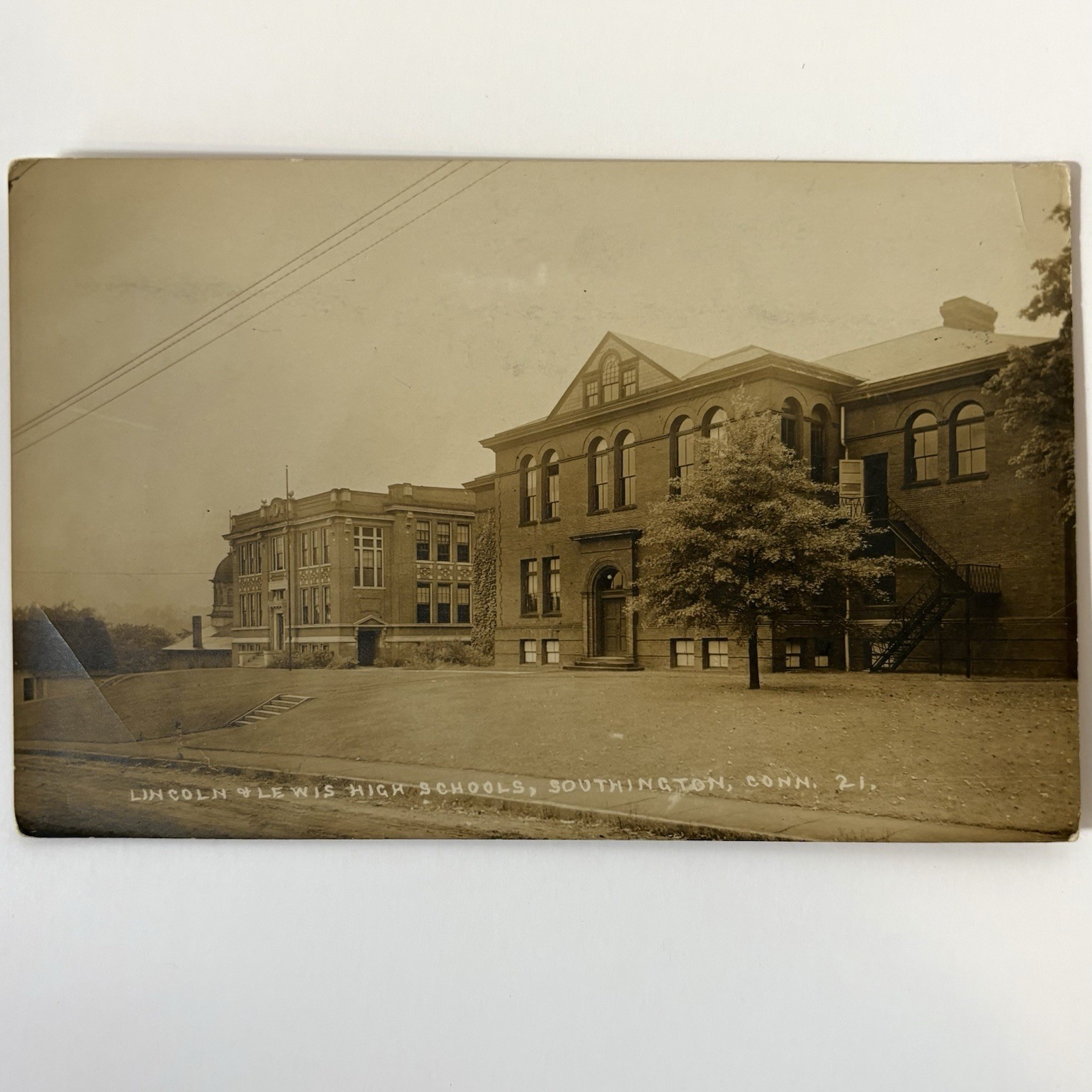 Lincoln & Lewis High Schools Southington Connecticut CT Vintage RPPC Postcard
