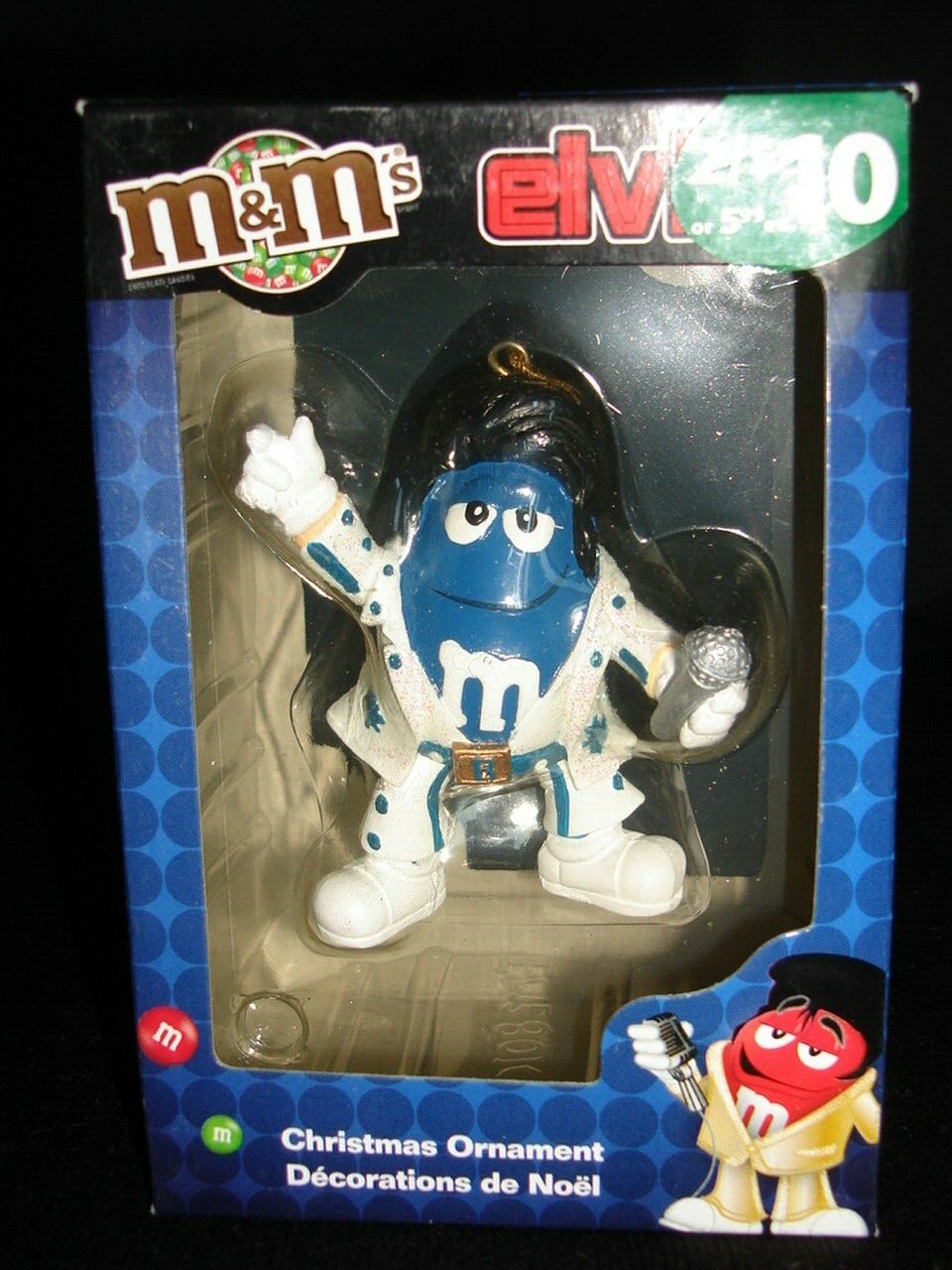 NEW 2008 M&Ms Elvis Christmas Ornament Blue w/White Jumpsui by Kurt S Adler 